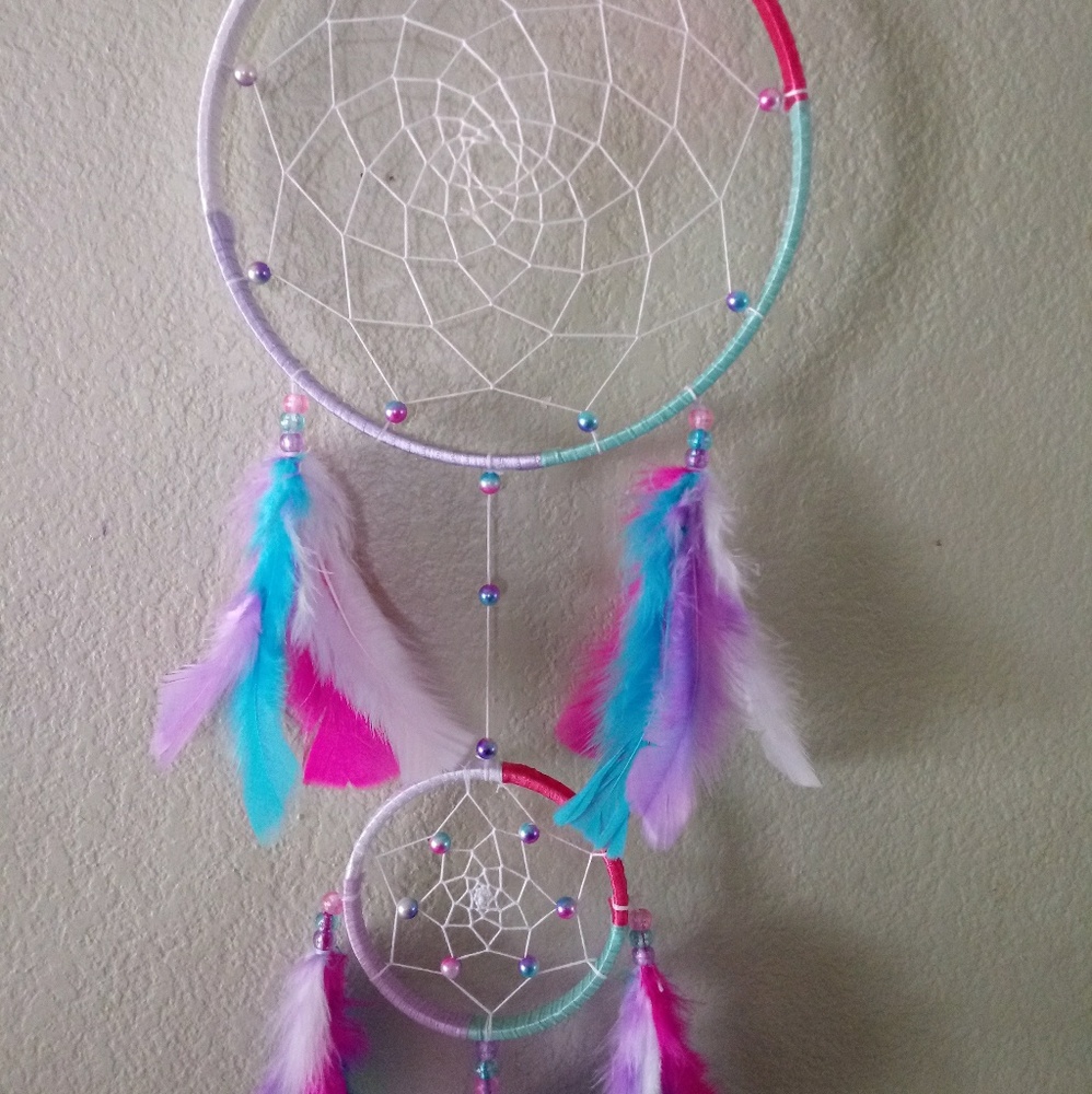 White/blue/purple/pink dream catcher